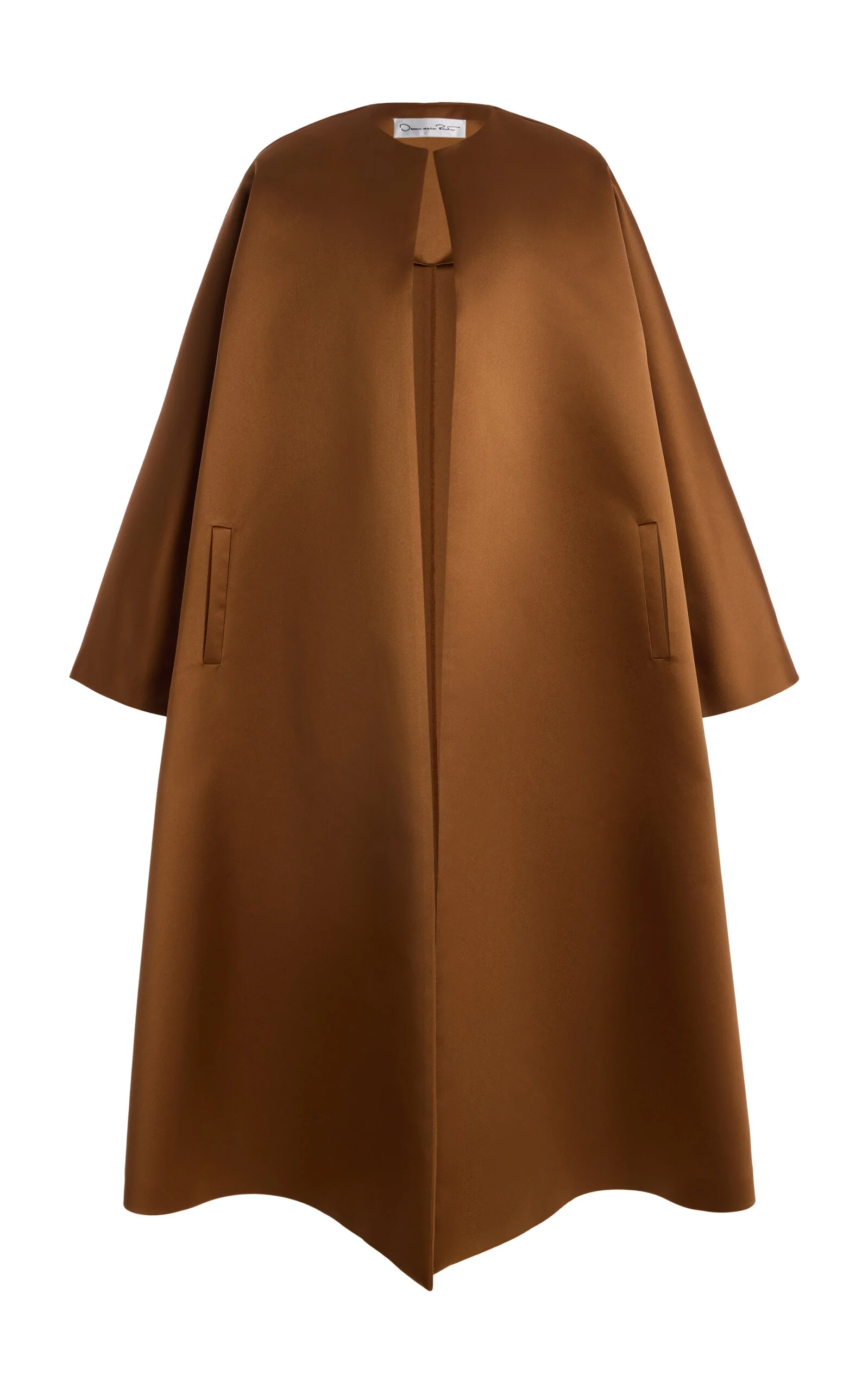 Draped Satin Coat brown - 1
