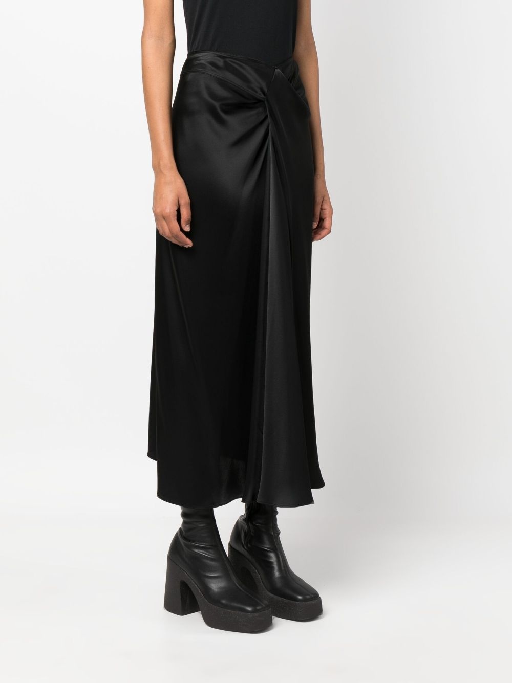 twist-detail draped midi skirt - 3