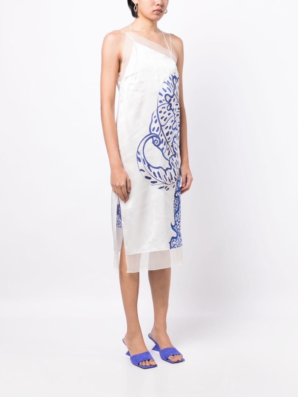 floral-print silk mididress - 3