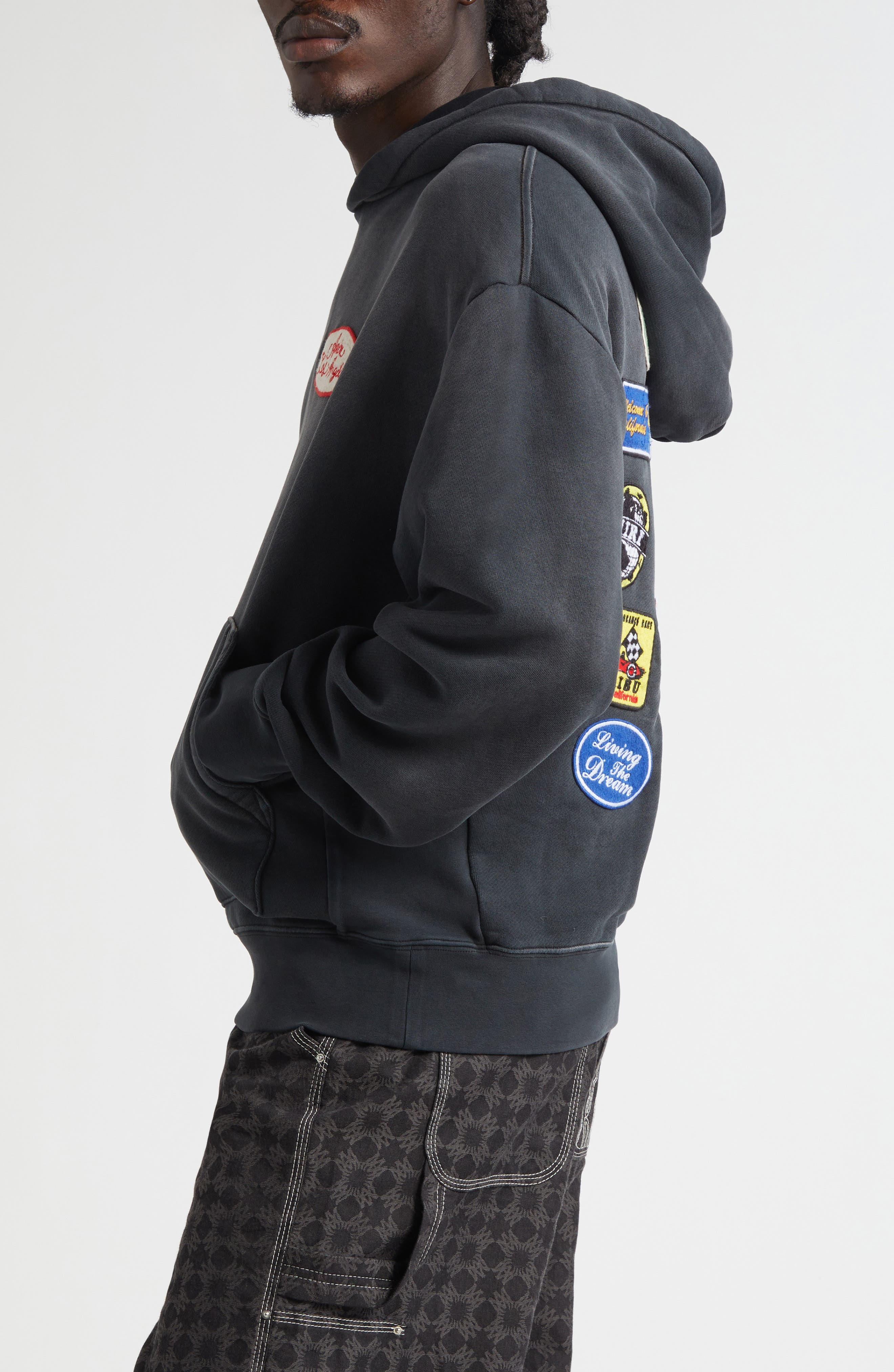 AMIRI Station Patch Oversize Hoodie in Black at Nordstrom - 4