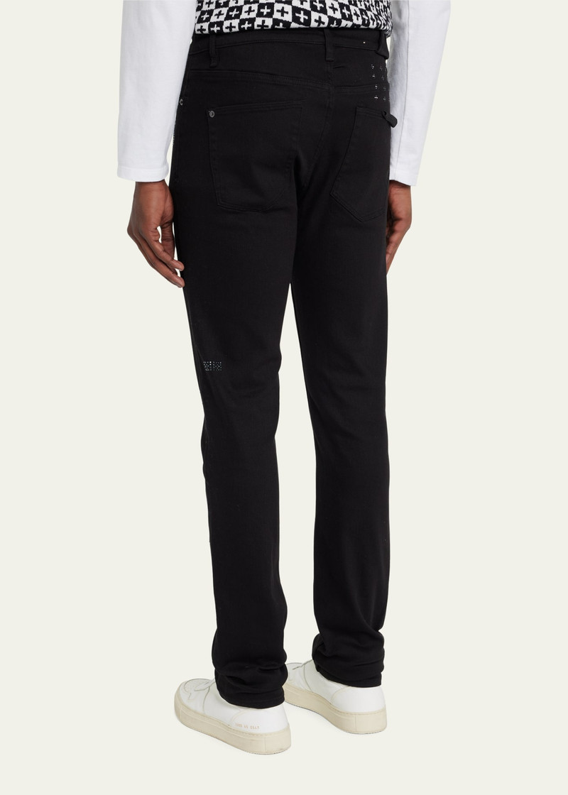 Men's Crystal Embellished Denim Slim Jeans 4