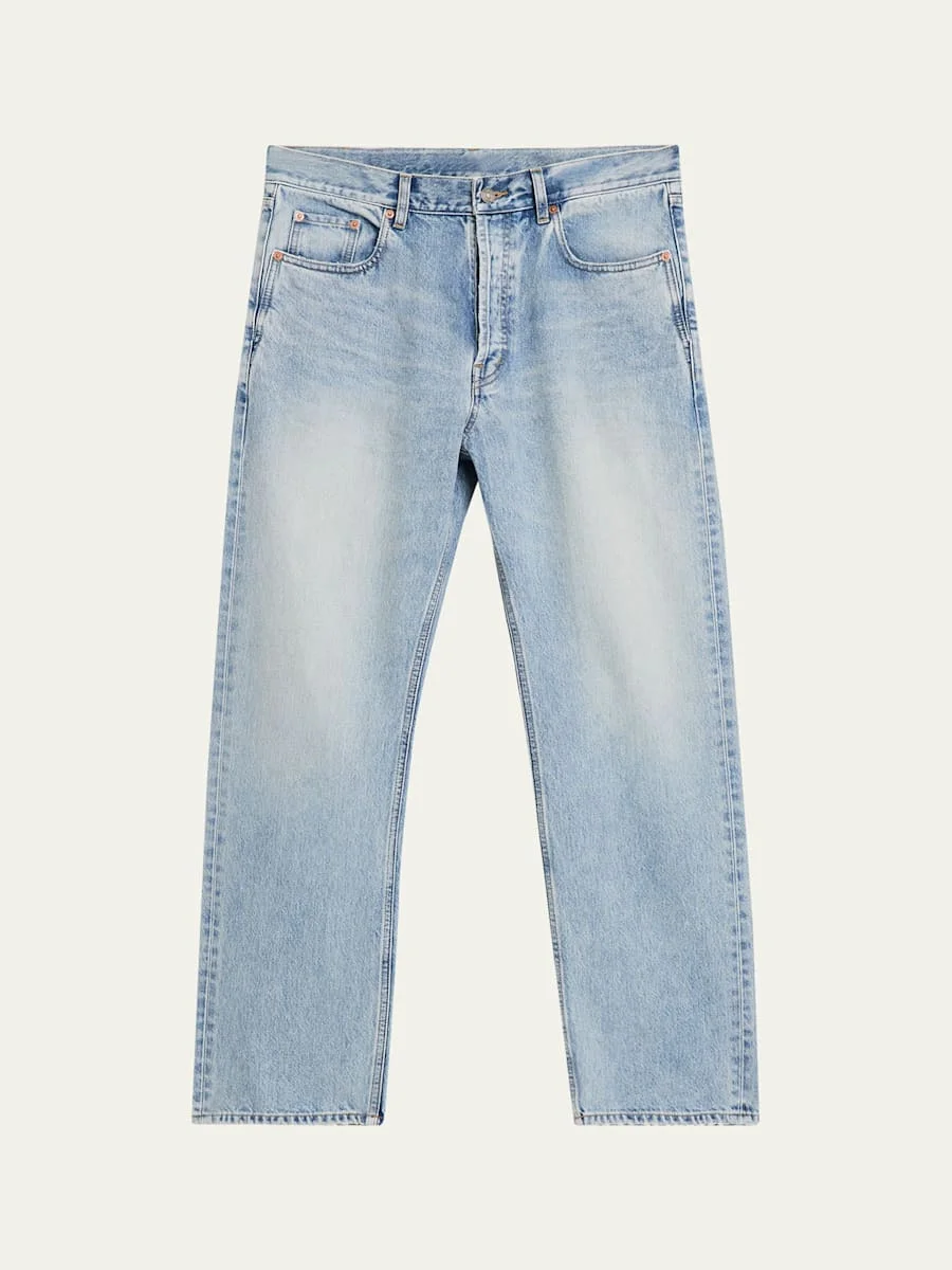 Men's Aged Denim Straight-Leg Jeans - 1