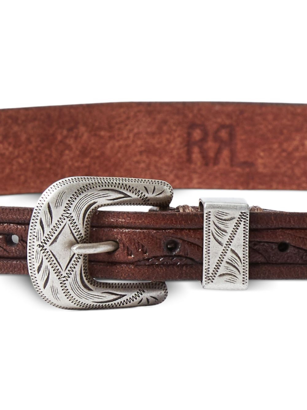 hand-tooled leather hat band - 2