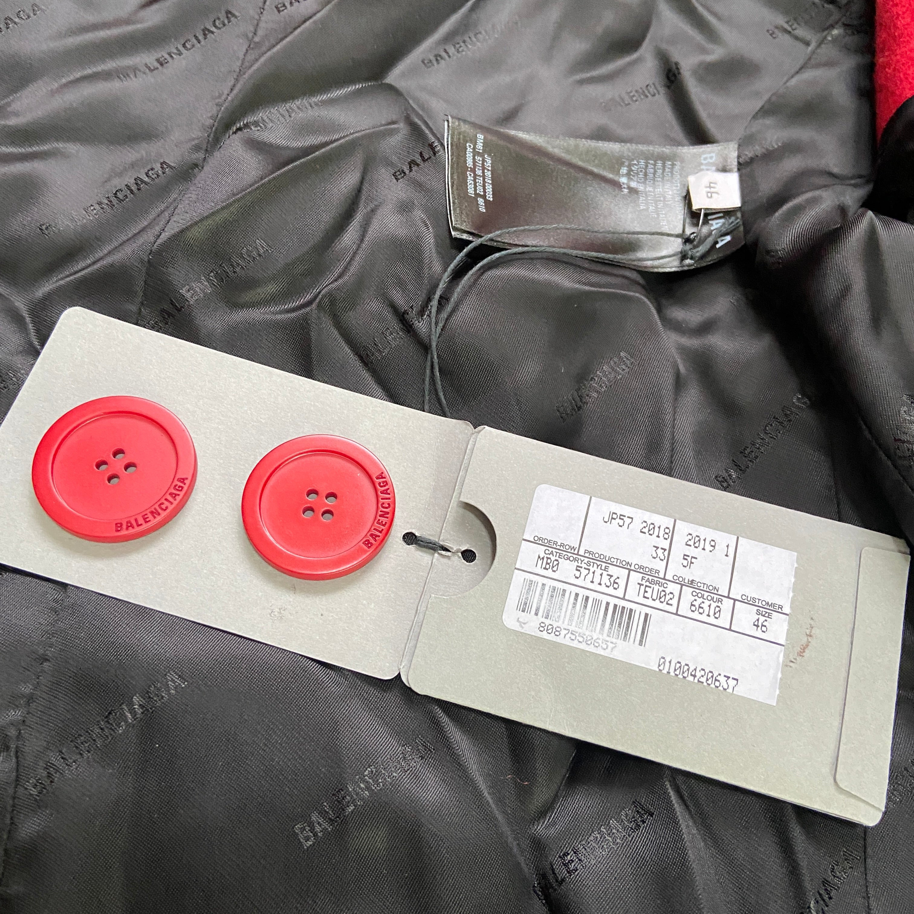 Balenciaga Ss19 runway 80s boxy shoulder red camel wool coat jacket 46 - 16