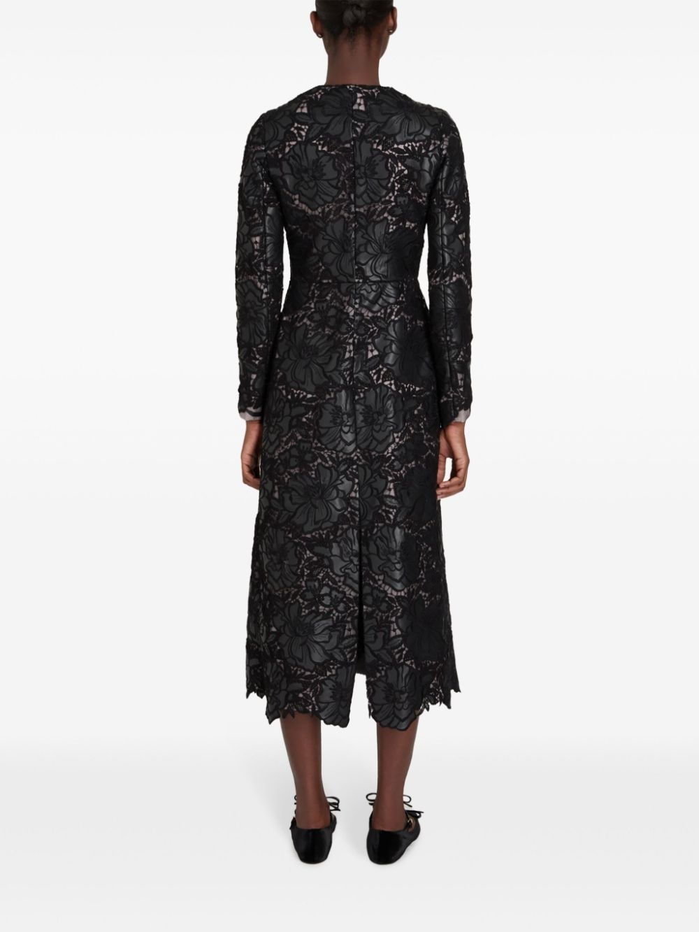 embroidered-design single-breasted coat - 4
