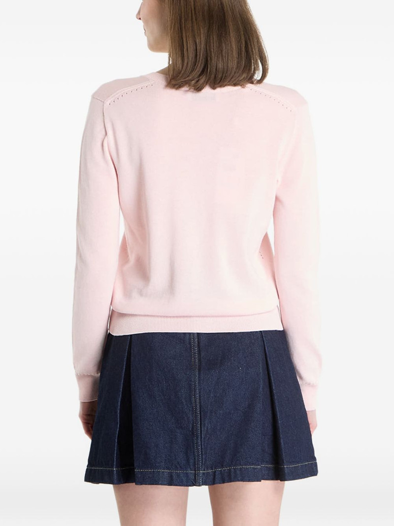logo-patch V-neck cotton sweater 3