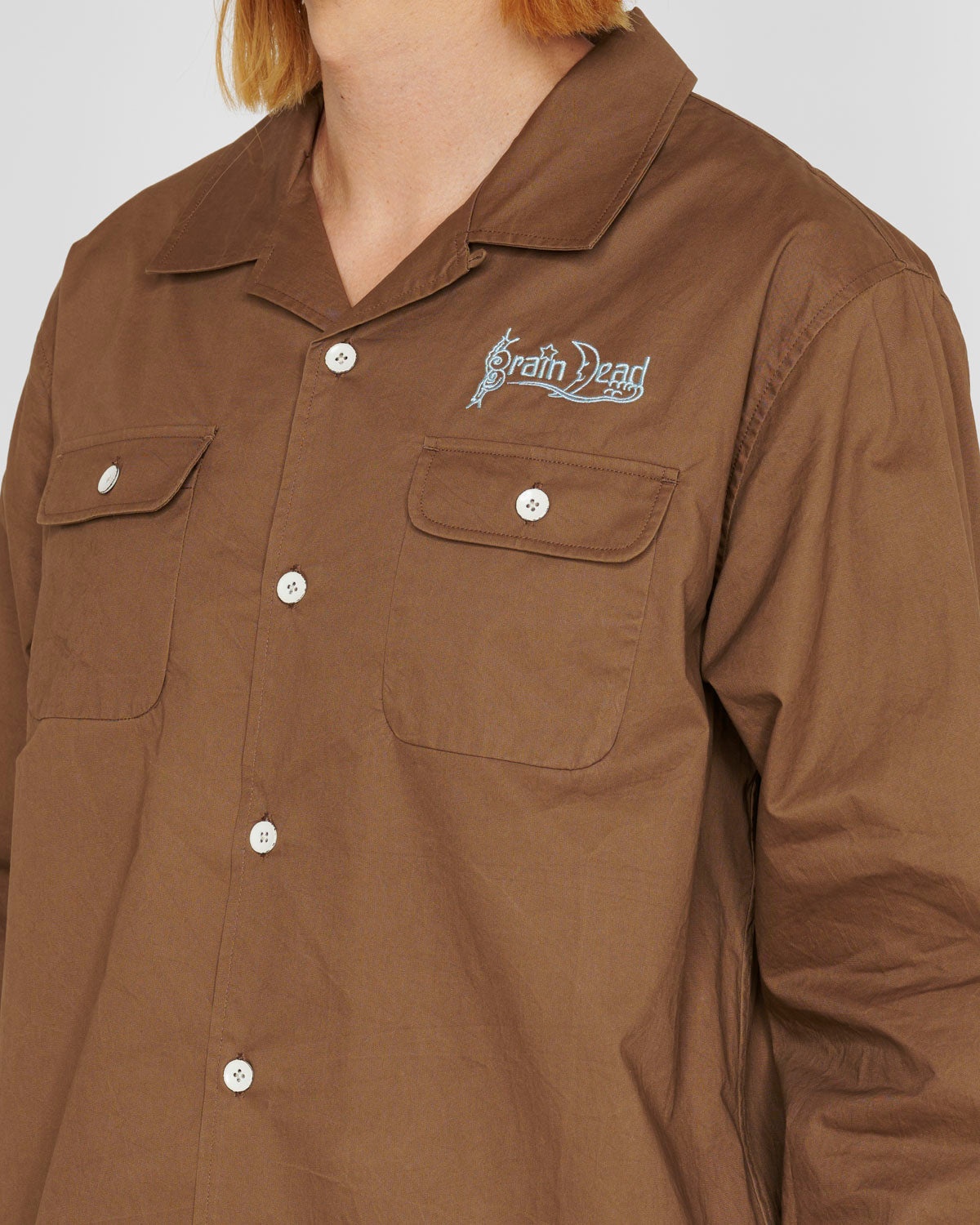 Poplin Camp Collar Shirt - Chocolate - 7