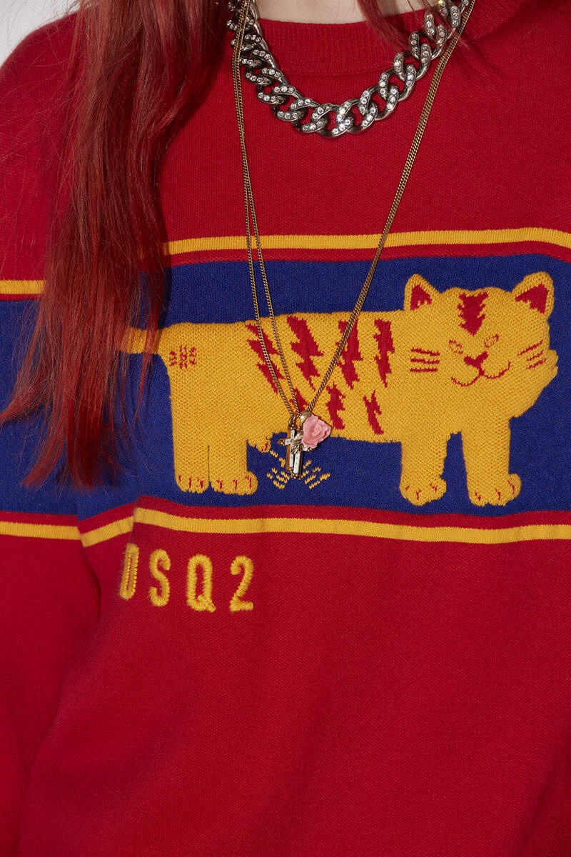 D2 TIGER ROUND NECK SWEATER - 3