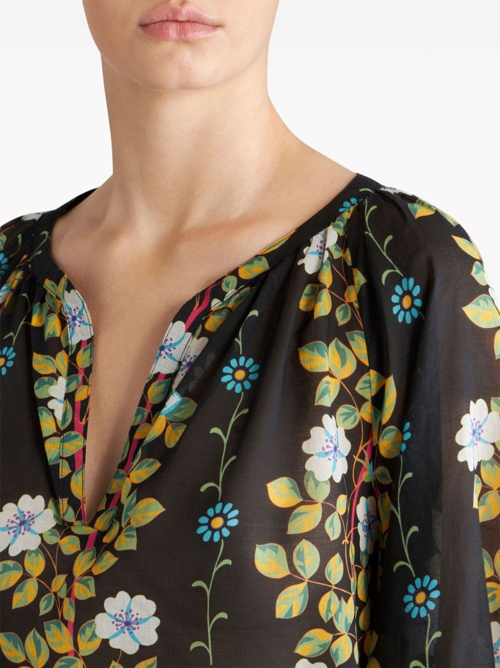 floral-print cotton blouse - 5