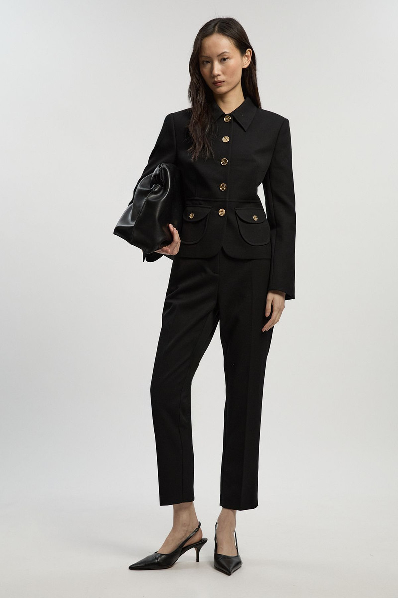 KAREN MILLEN Textured Compact Stretch Tailored Jacket outlook
