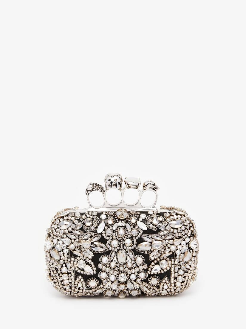 Women's Victorian Jewel Knuckle Clutch in Silver - 3