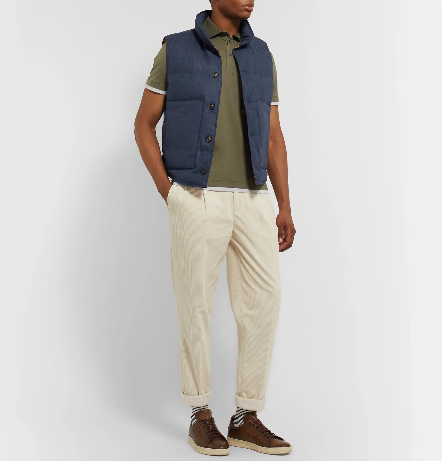 Slim-Fit Quilted Wool, Silk and Cashmere-Blend Flannel Down Gilet - 2