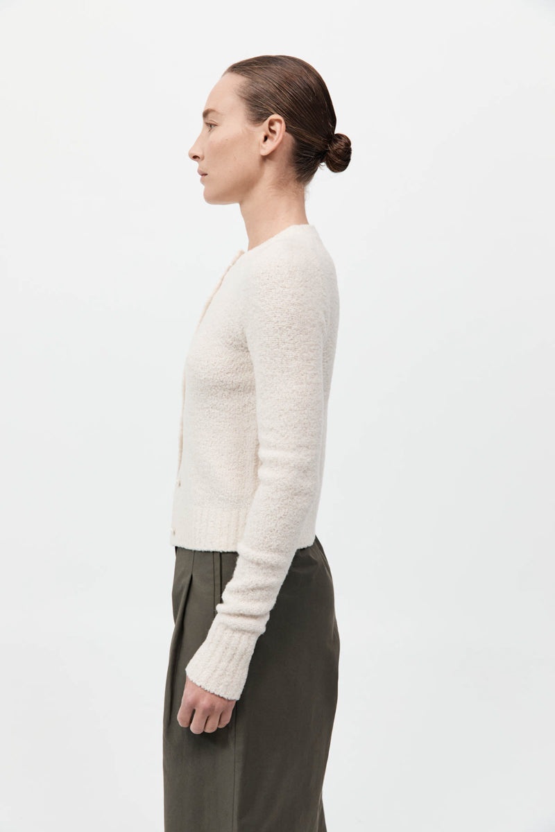 Boucle Wool Cardigan - Off White - 5