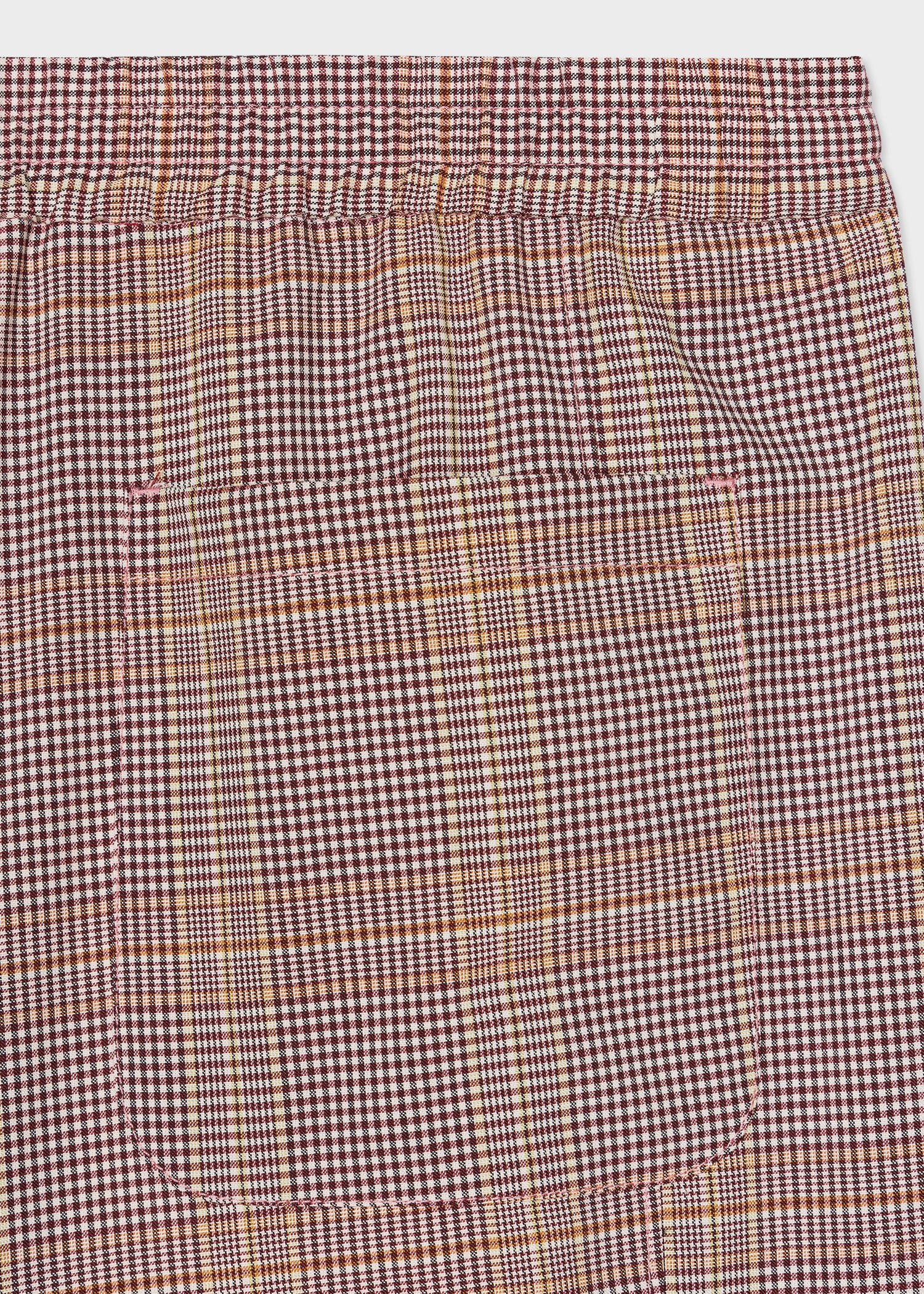 Women's Burgundy Check Wool-Blend Wide-Leg Trousers - 2