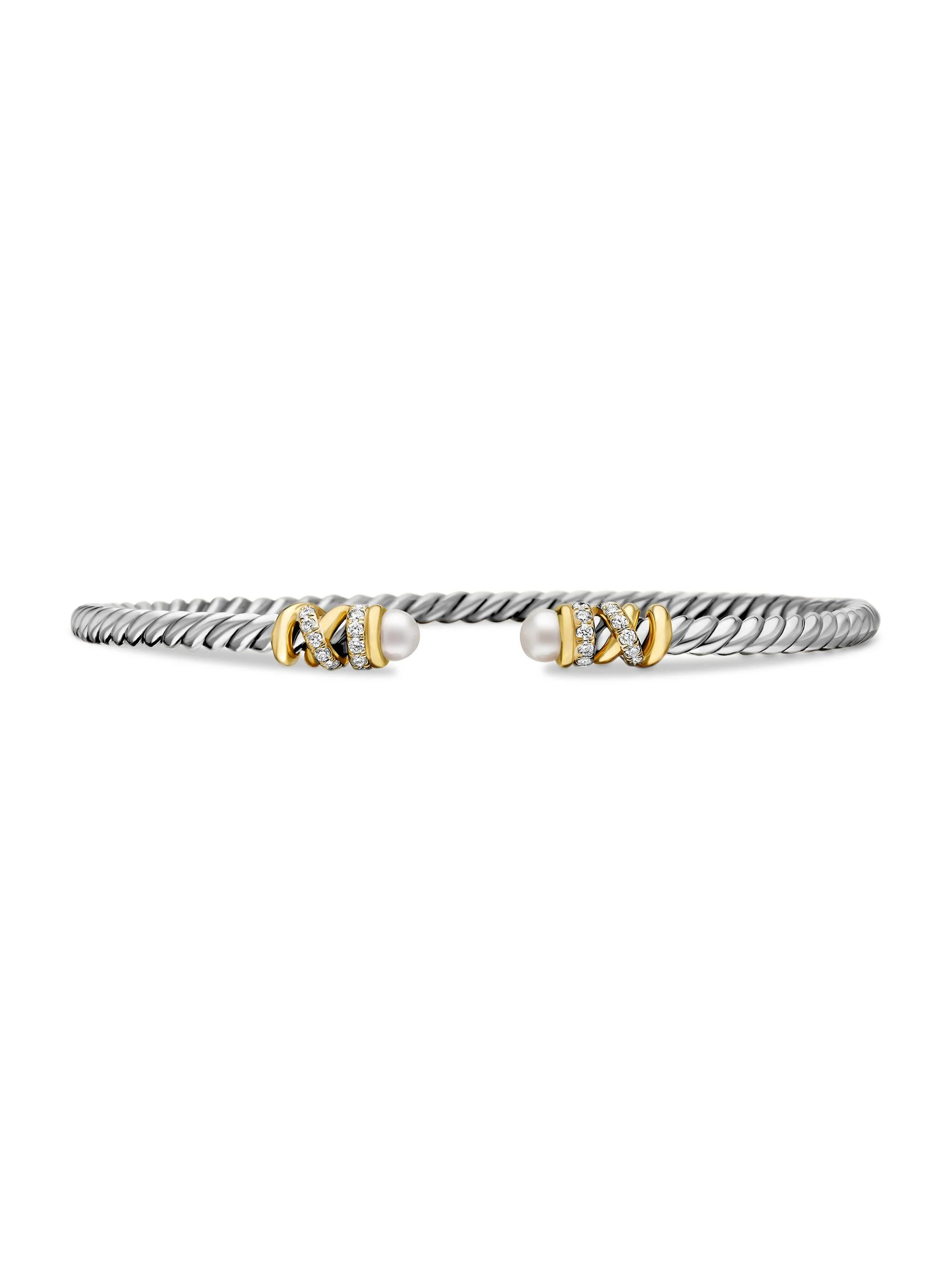 Women's Petite Helena Bracelet with 18K Yellow Gold and Pavé Diamonds - Pearl - 1