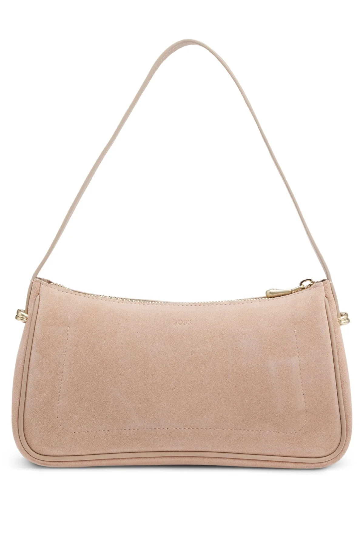 SUEDE SHOULDER BAG WITH METALLIC DOUBLE B MONOGRAM - 1