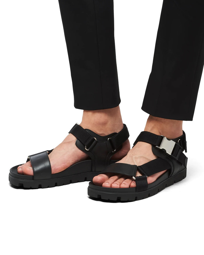 Prada Sporty leather and nylon tape sandals outlook