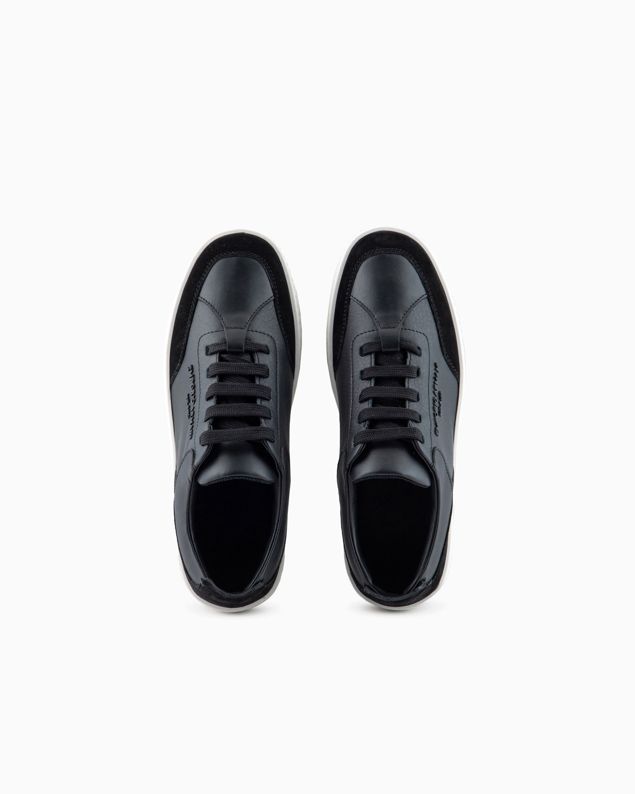 Leather sneakers with suede details and embossed logo - 3