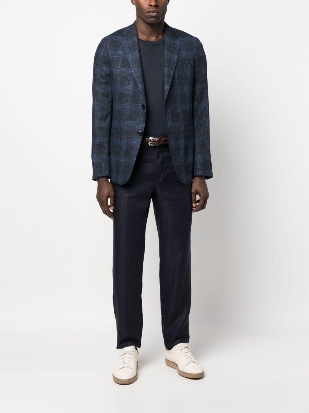 check-print single-breast blazer - 3