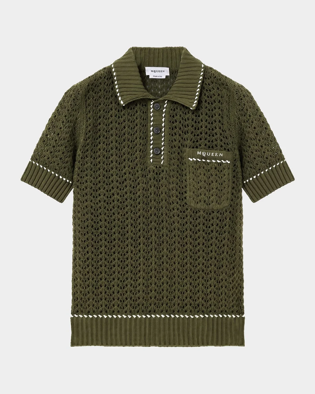 Men's Cotton Crochet Pocket Polo Shirt - 1