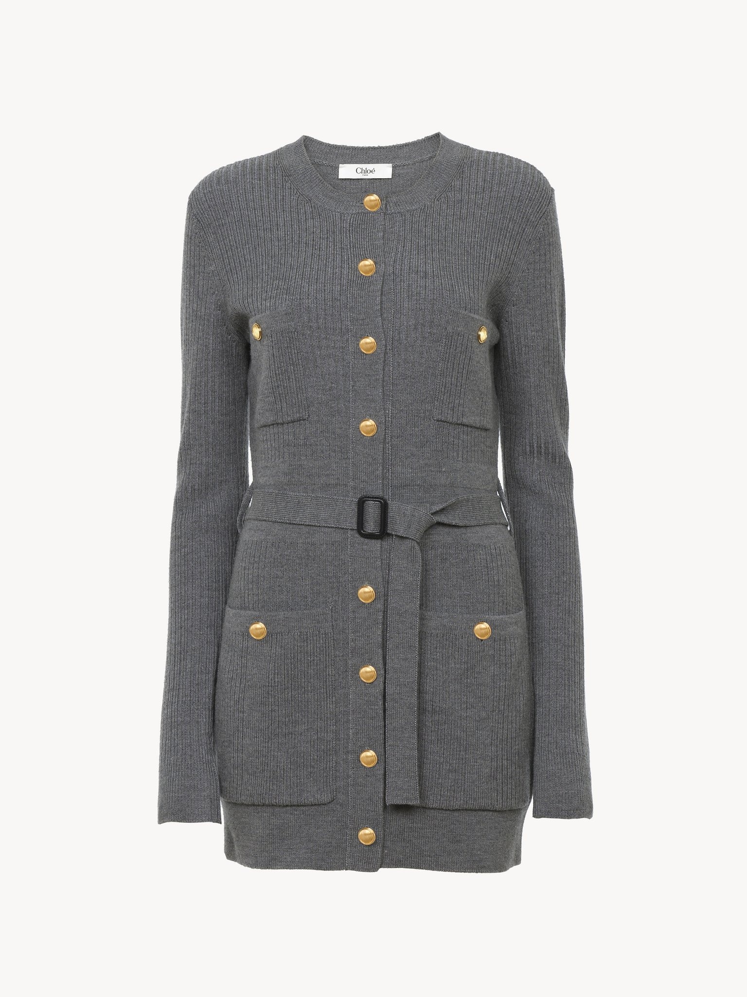 LONG FITTED CARDIGAN IN WOOL KNIT - 2