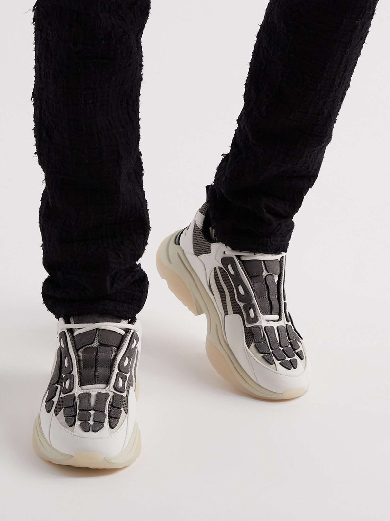 AMIRI Bone Runner Leather-Trimmed Mesh Sneakers outlook
