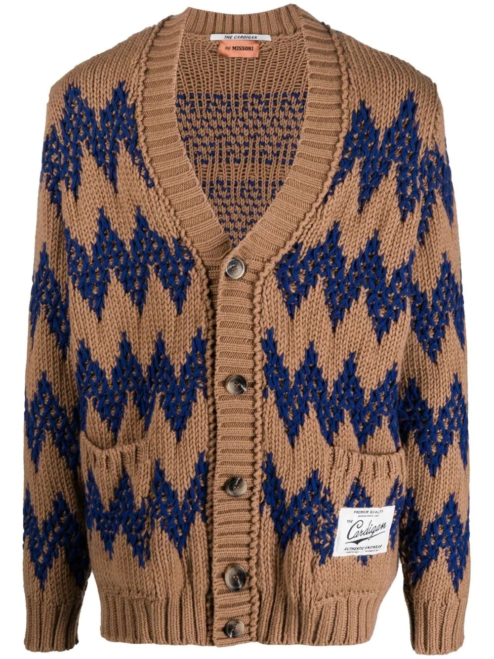 zigzag-knit wool cardigan - 1