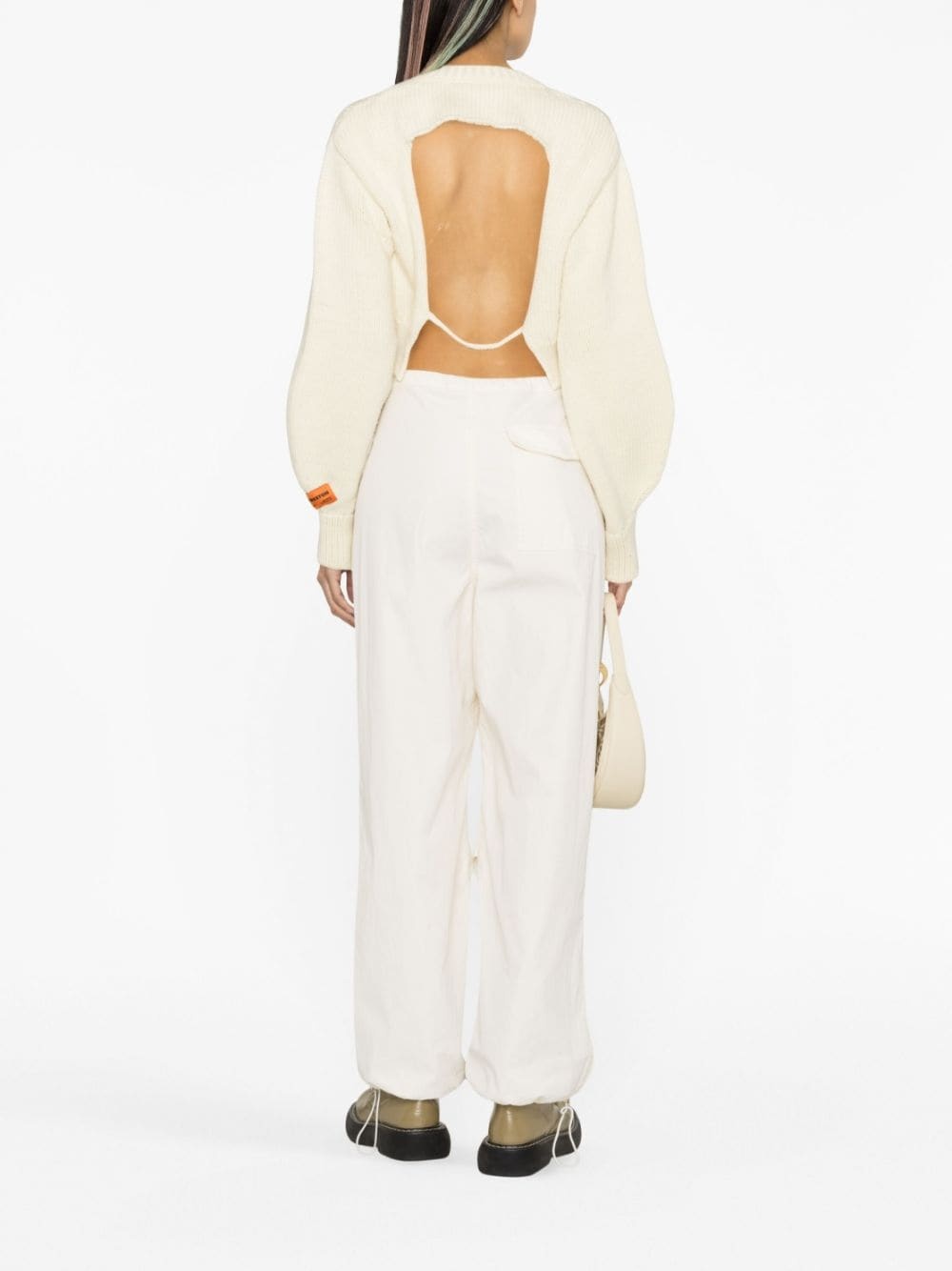 open-back cropped wool jumper - 4