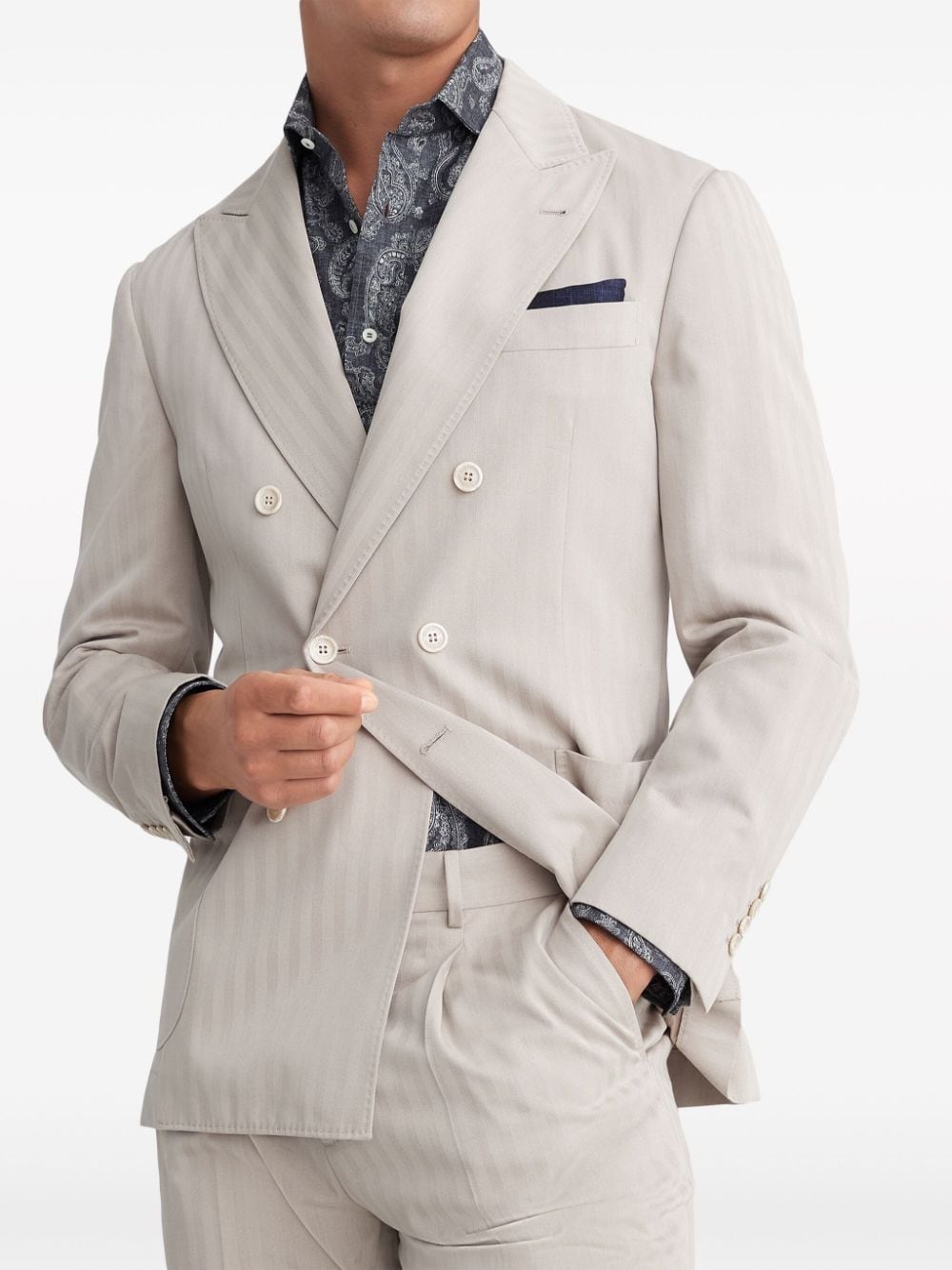 striped double-breasted blazer - 2