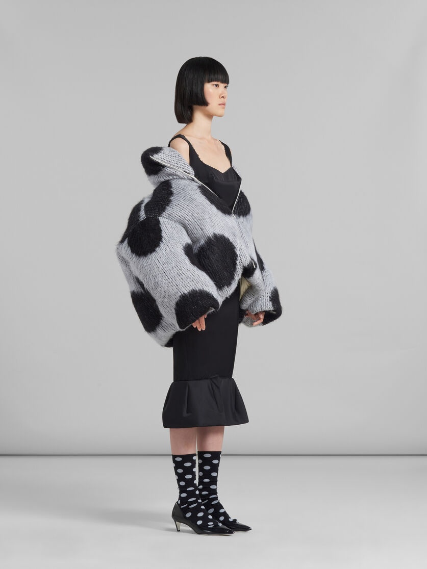 WHITE OVERSIZED MOHAIR JACKET WITH POLKA DOTS - 6