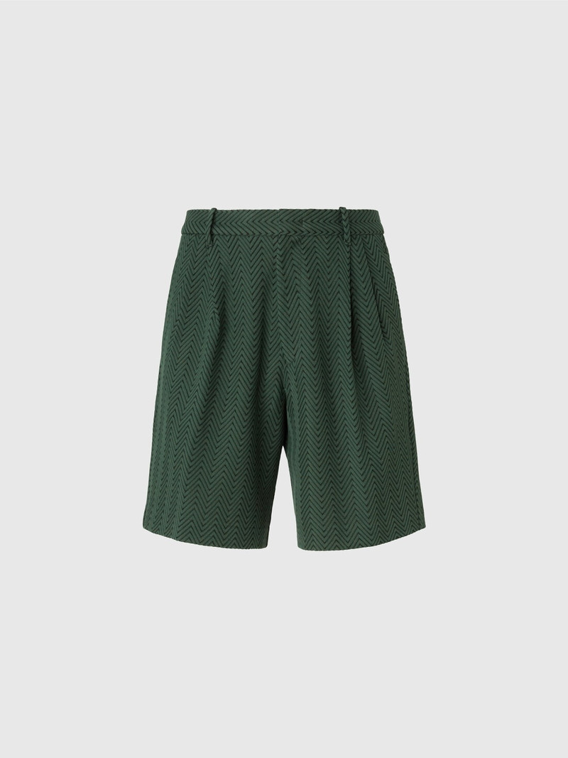 Cotton and viscose shorts with tonal zigzag 1
