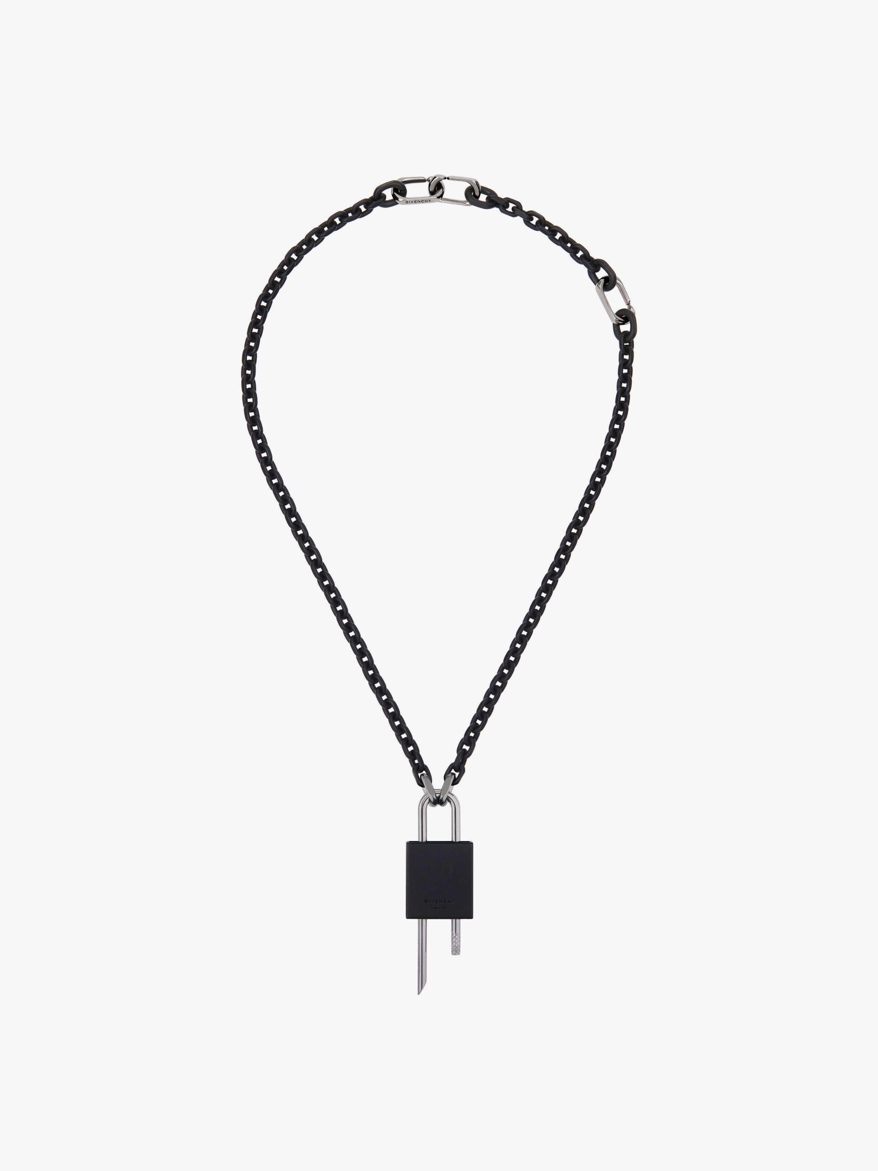 SMALL LOCK NECKLACE IN METAL WITH CRYSTALS - 2
