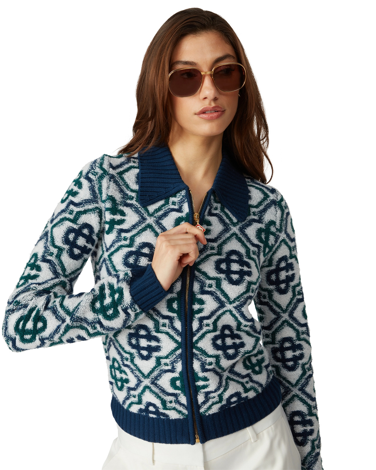Monogram Knit Zip Jumper | Casablanca Paris - 4