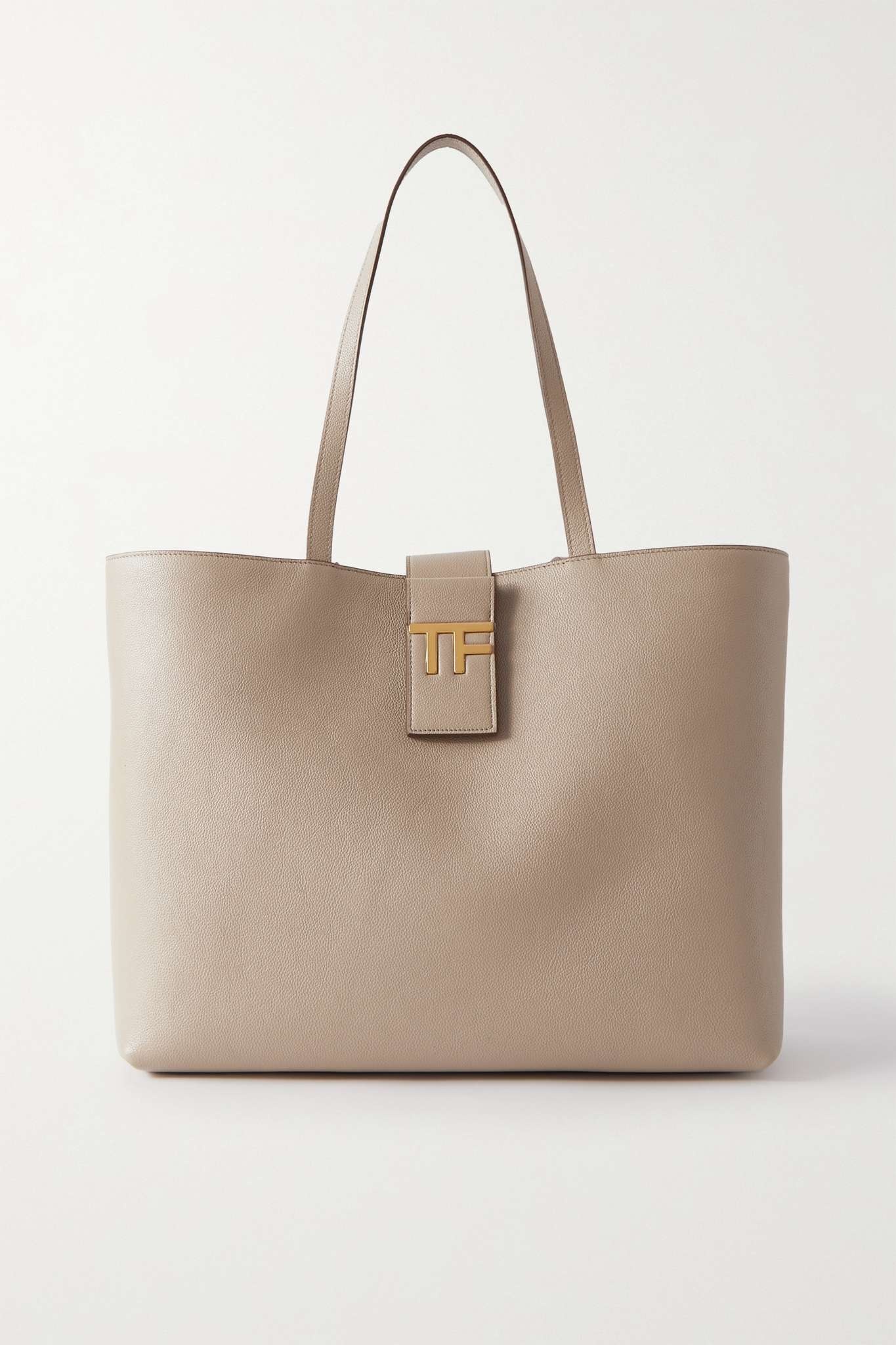 Embellished textured-leather tote - 1