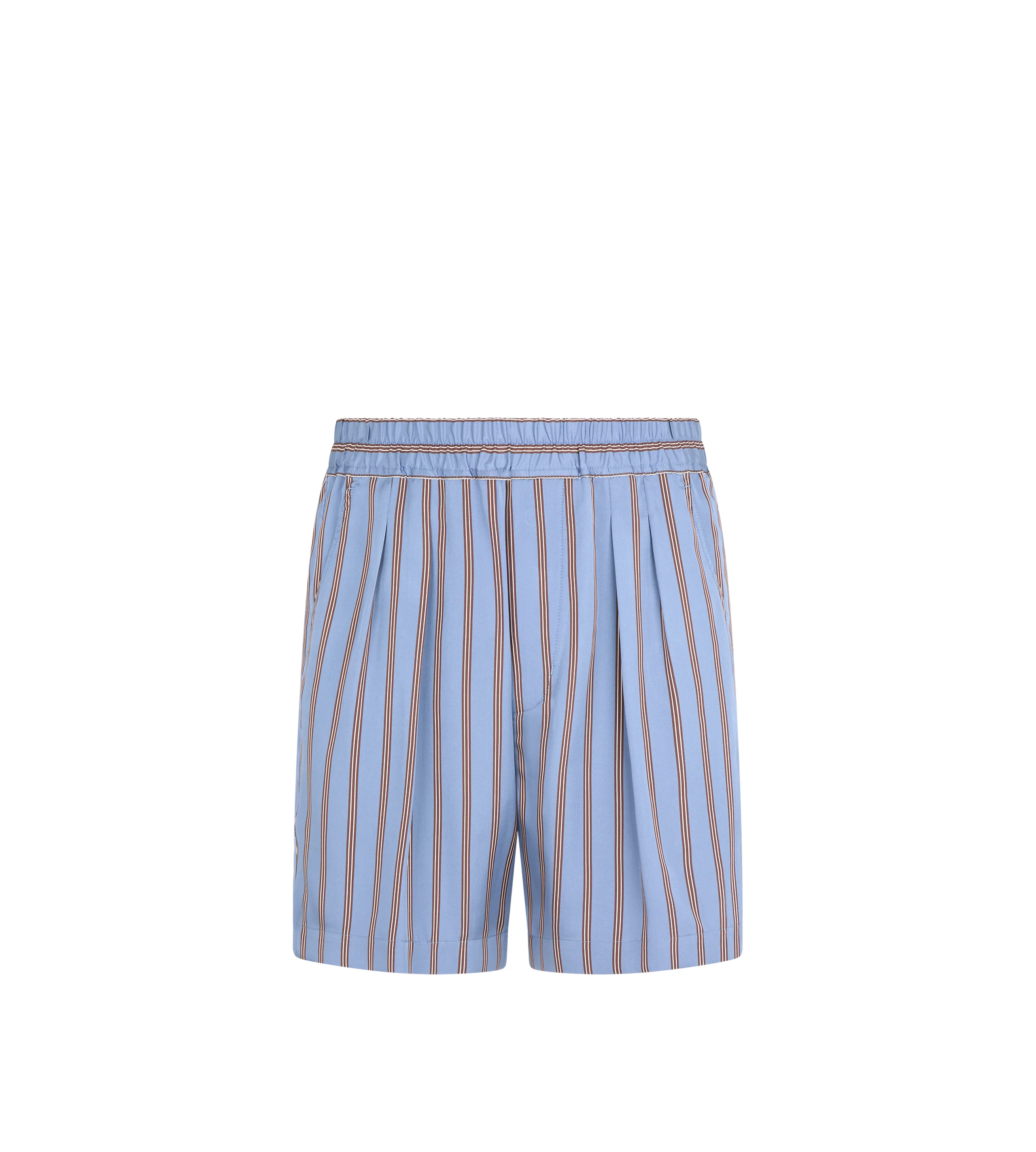 REGULAR STRIPE SILK JACQUARD PLEATED LOUNGE SHORTS - 1