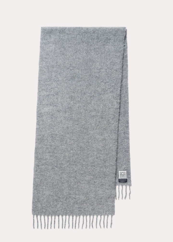 Brushed alpaca blend scarf light grey mélange - 1