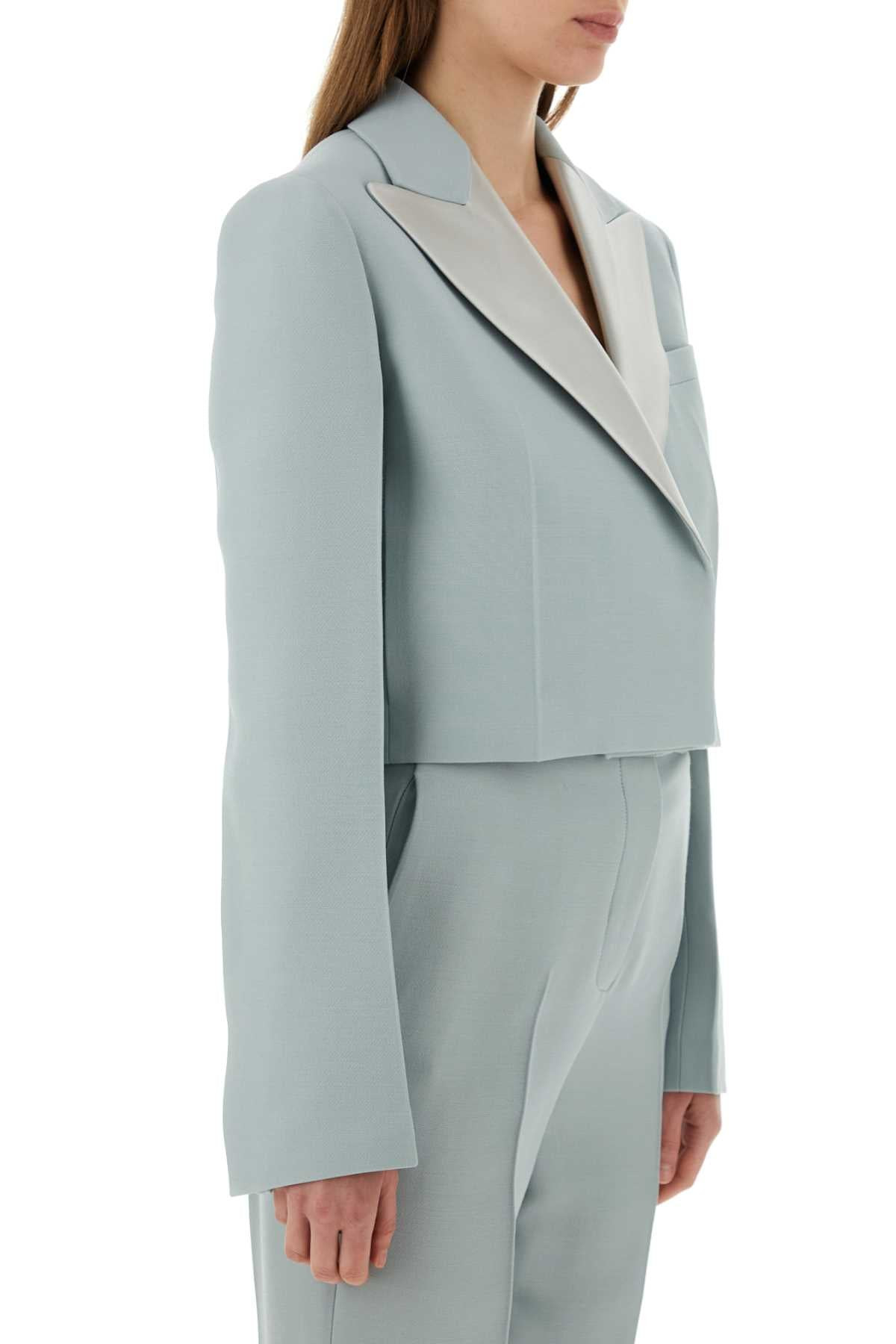 Fendi Women Powder Blue Wool Blend Blazer - 3