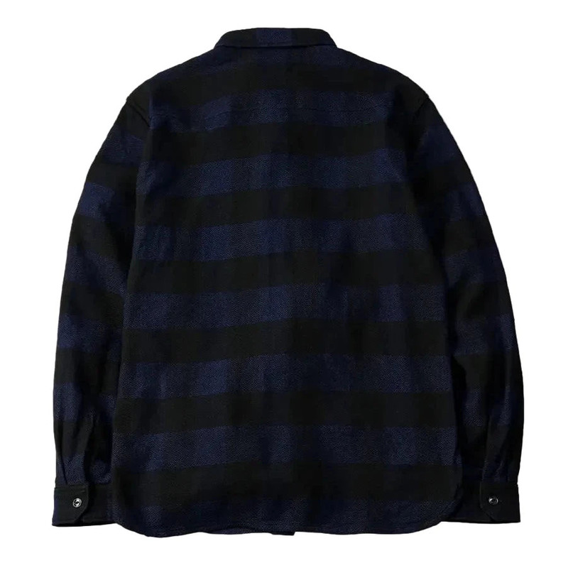 THE FLAT HEAD FN-SNR-101LSP Indigo-dyed Block Check Flannel Shirt Indigo/Black outlook
