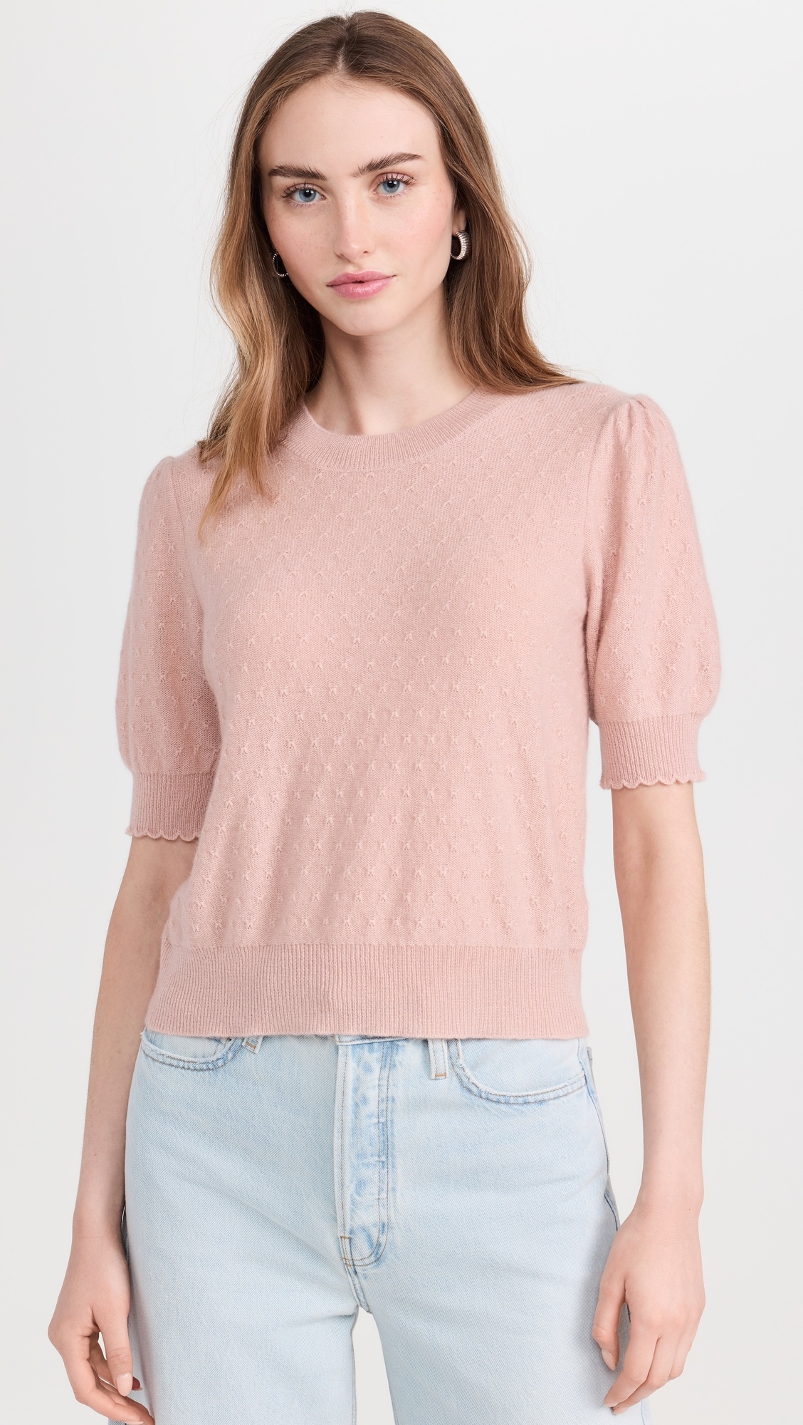 Pointelle Puff Sleeve Sweater - 6