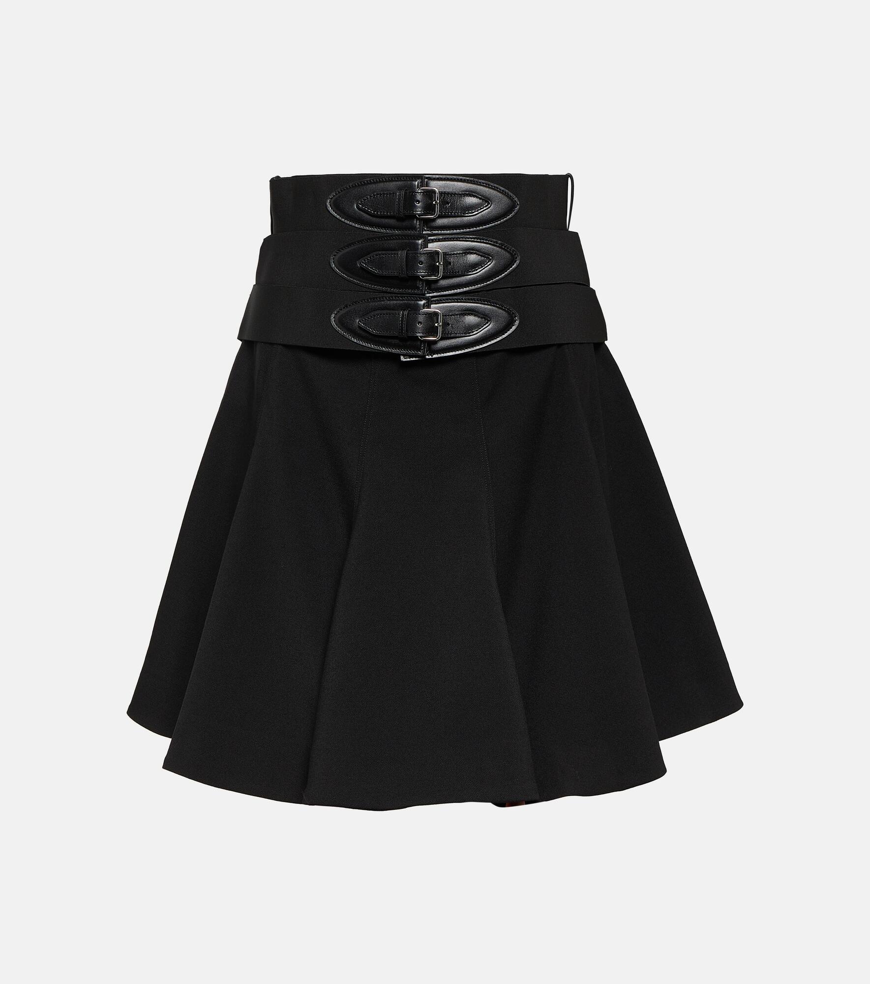 Belted wool miniskirt - 1
