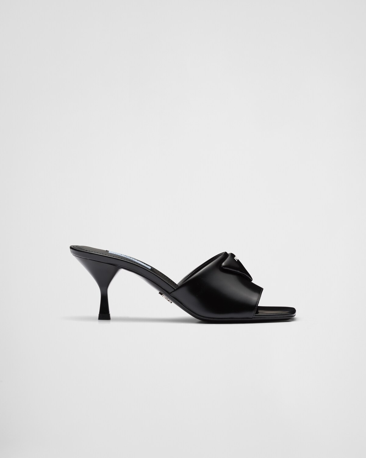 Brushed leather heeled slides - 1