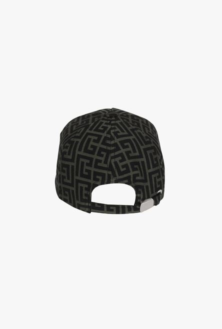 Khaki and black cotton cap with Balmain monogram 3
