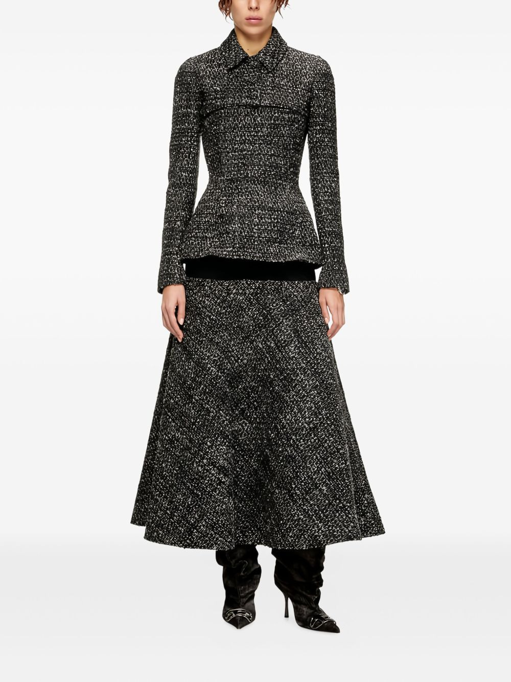 tweed-texture cropped jacket - 2