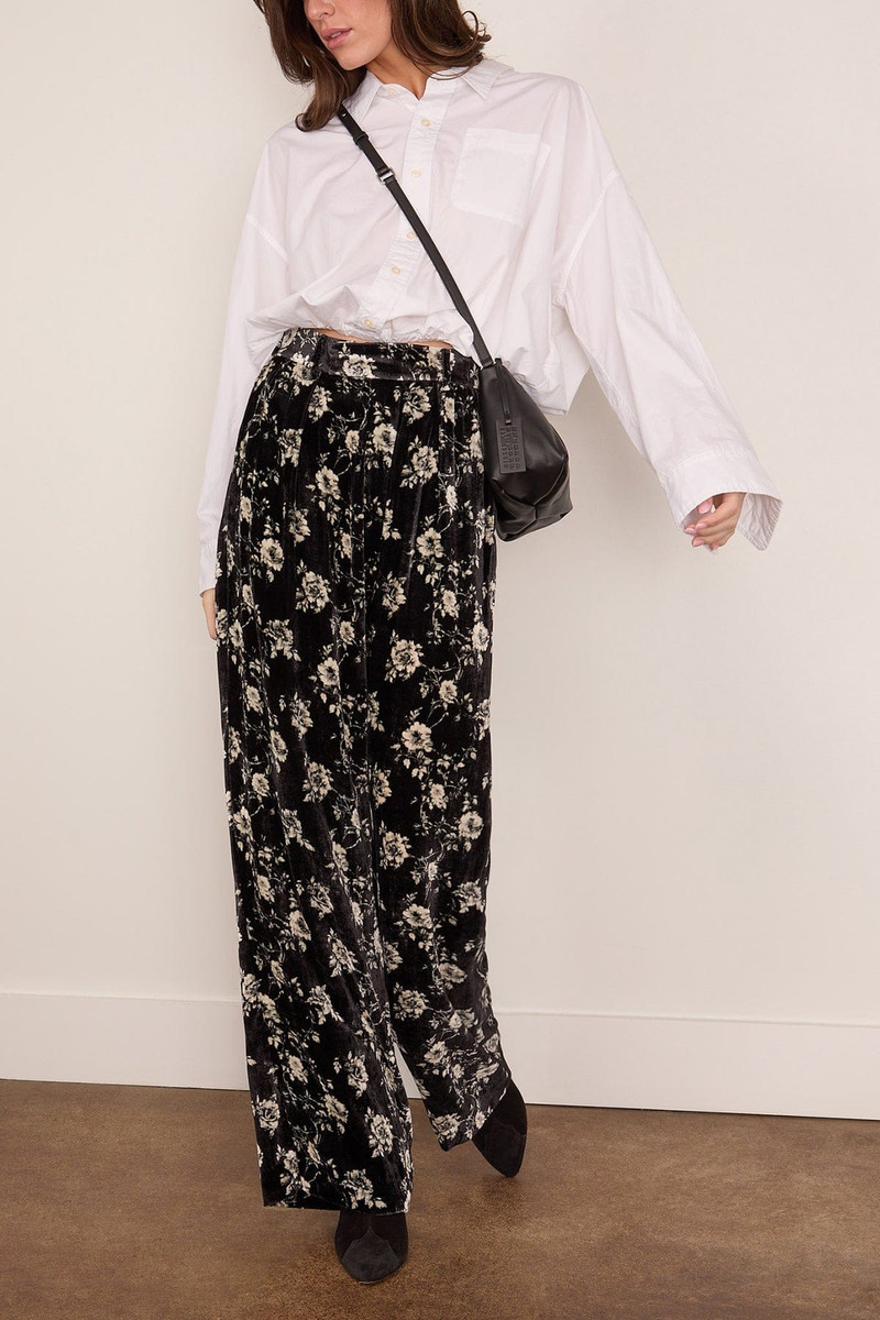 R13 Double Pleat Trouser in Floral on Black outlook
