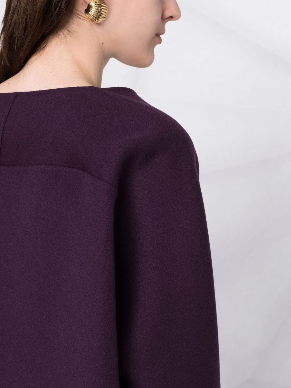 V-neck cropped-sleeve knitted top - 3