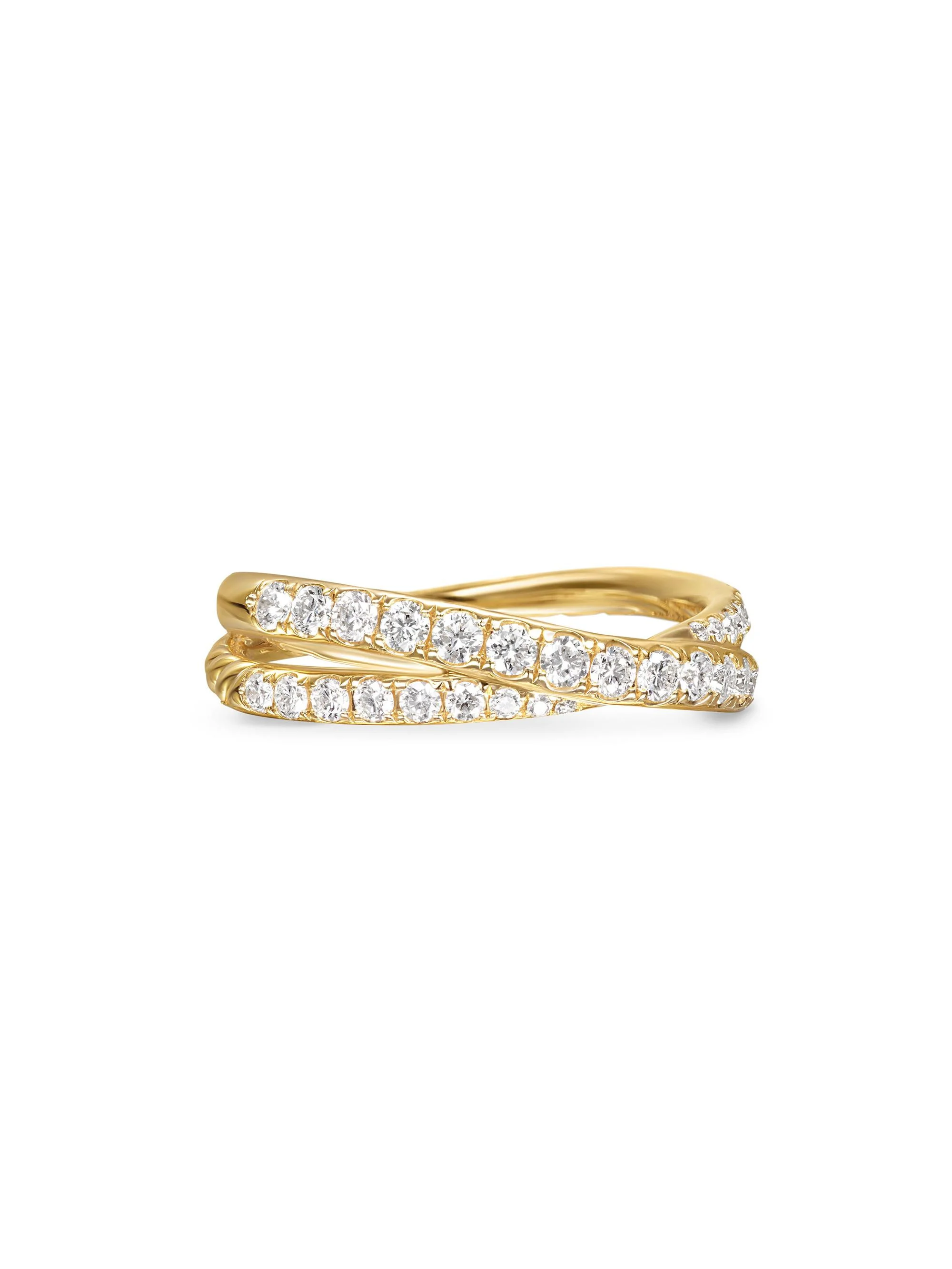 Women's Pavé Crossover Ring in 18K Yellow Gold - Diamond - 1