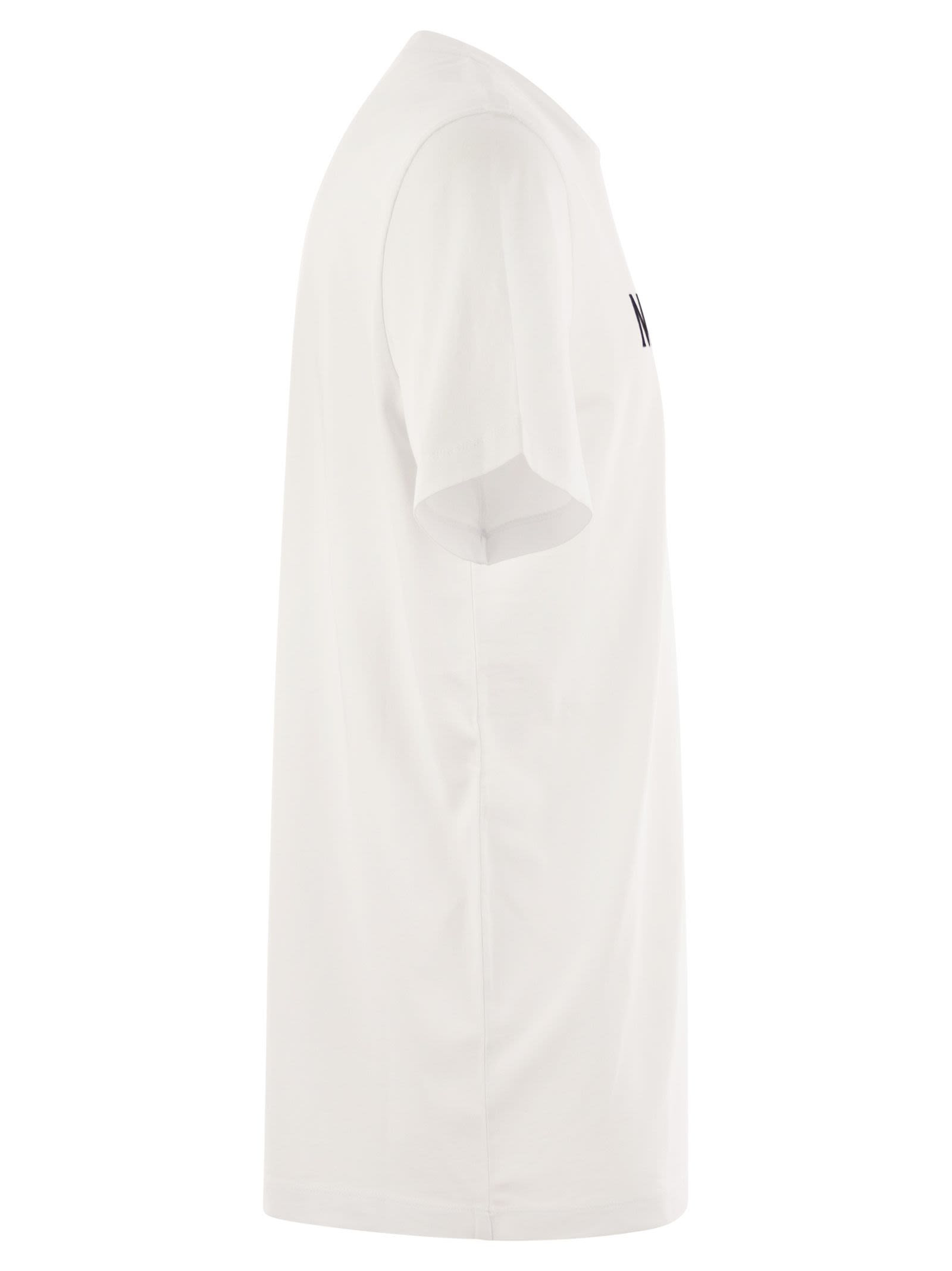 Moncler Men T-Shirt With Flocked Cotton Logo - 3