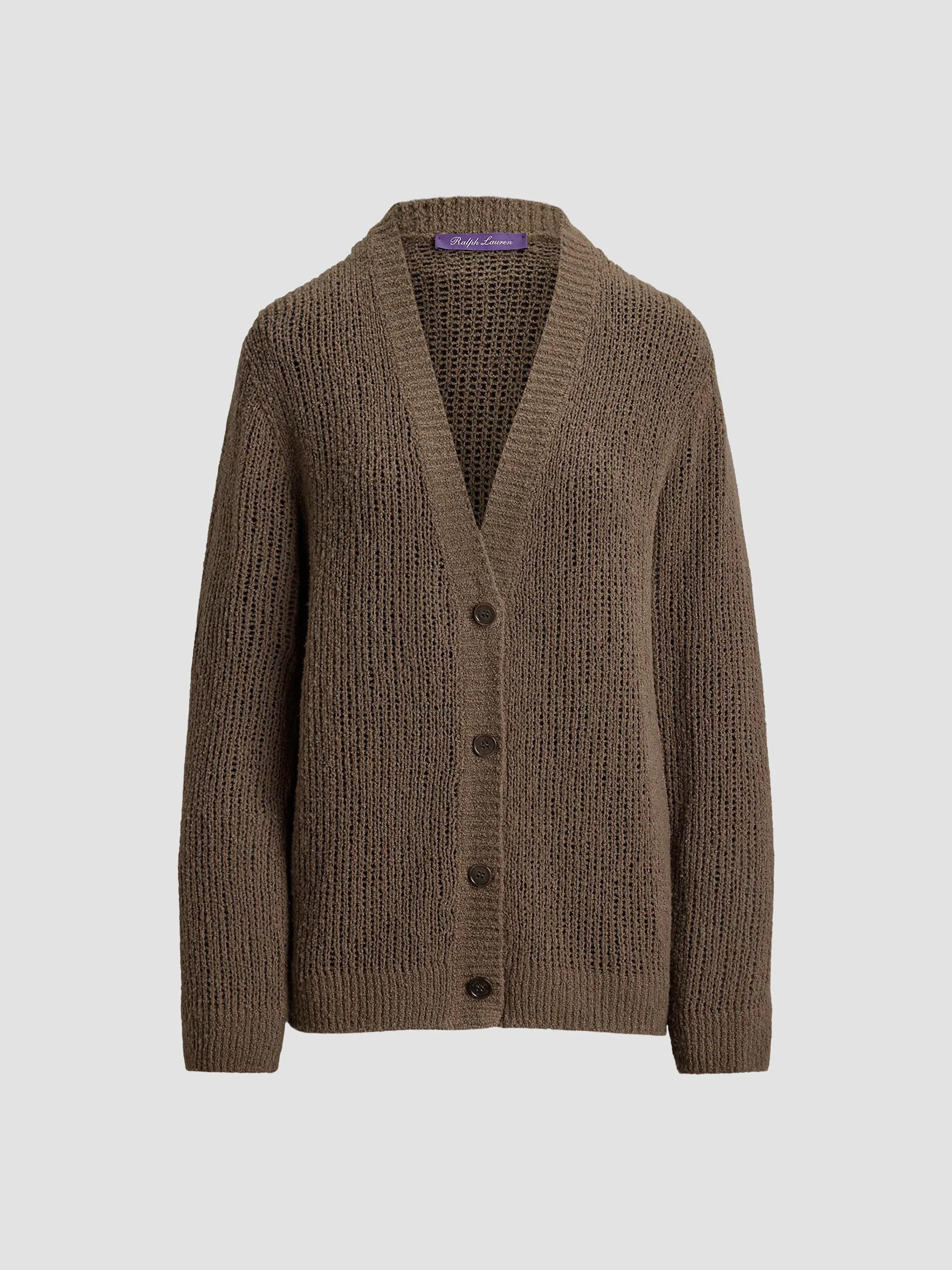 Women's Bouclé Cashmere-Blend Cardigan - Portobello - 1
