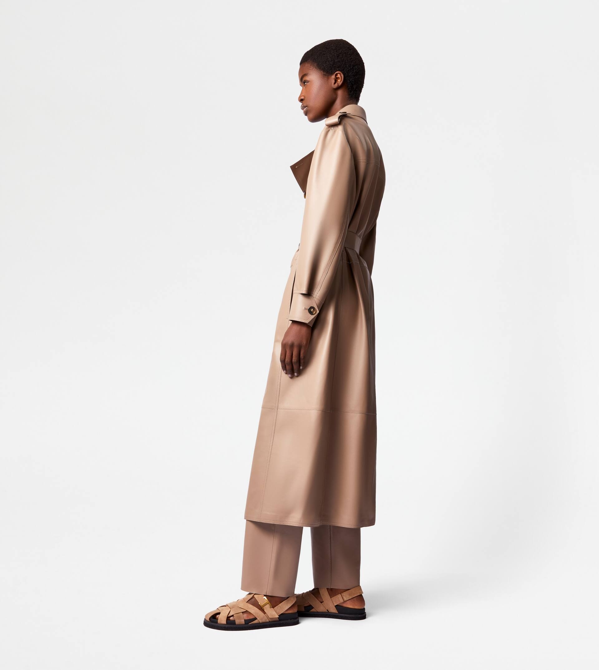 TRENCH COAT IN LEATHER - BROWN - 4