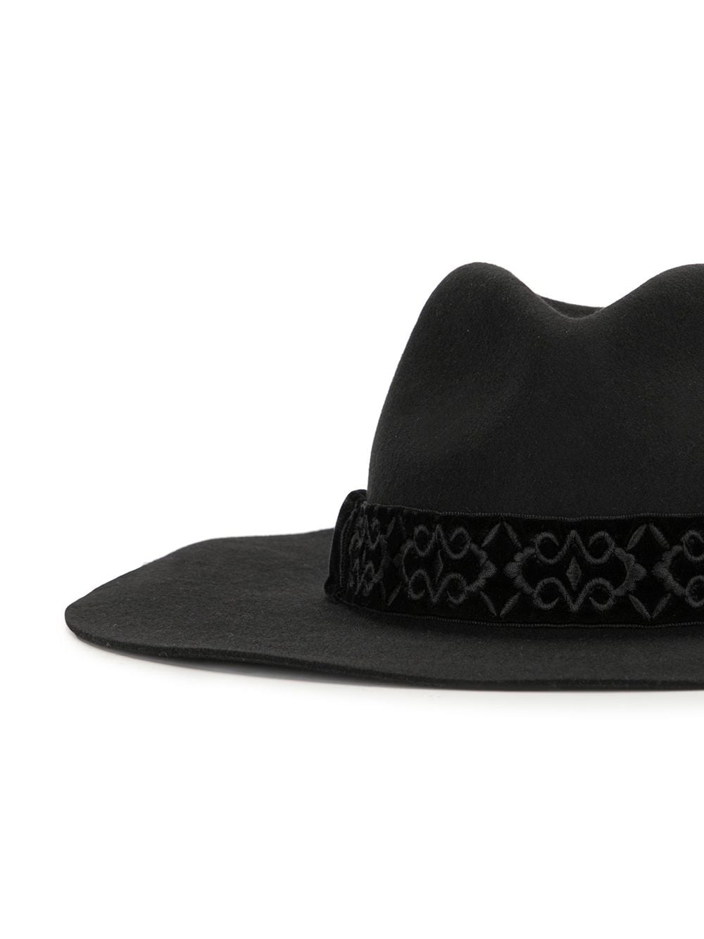 embroidered-headband wide-brim fedora - 2